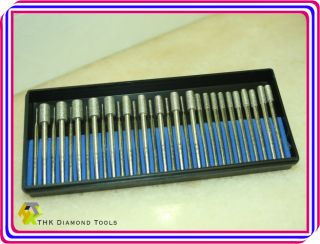 30 pieces Diamond coated rotary drills burr 1mm to 6mm CYLINDRICAL