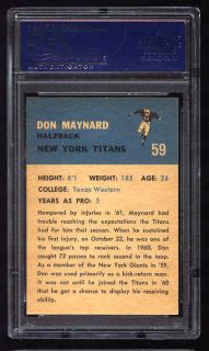 1962 Fleer AFL New York Titans 59 Don Maynard PSA 9