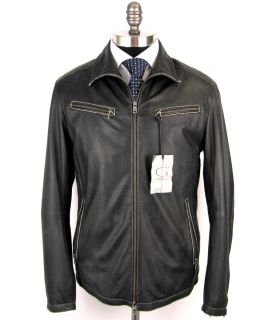 New Gimos Gimos Italy Black Leather Coat Jacket 50 40 40R M L $2 495