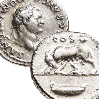 DOMITIAN as Caesar SHE WOLF Romulus REMUS Roman SILVER Denarius Coin