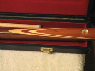 vintage dufferin pool cue with butterfly splice andmop inlays