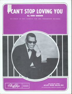 CanT Stop Loving You 1958 Ray Charles Don Gibson Sheet Music