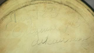 Vtg 1960 s Dryden Pottery Signed Bean Pot Blue Green Hammered Glaze J