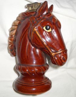 Vintage horse head ceramic lighter Chess Piece KNIGHT Japan 6