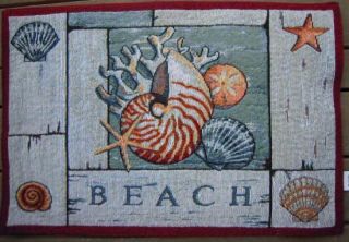 Tapestry Placemats Seashell Beach Coral Nautical Nautilus Starfish Set