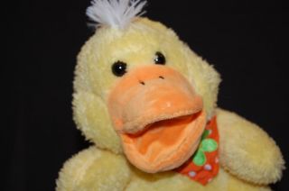 QUACKING Yellow Duck Bandana Hand Puppet Soft Plush Stuffed Animal