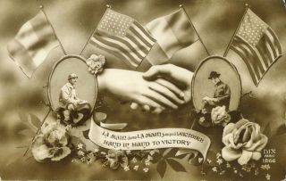 DIX Paris postcard soldier Friends for ever French & American Allys