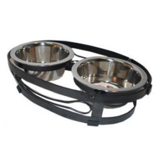 Wrought Iron dog cat pet double bowls feeder /Bol double chien support