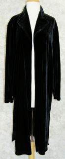 Chicos Long Black Stretch Velvet Duster Jacket Coat 3 L XL Open Front