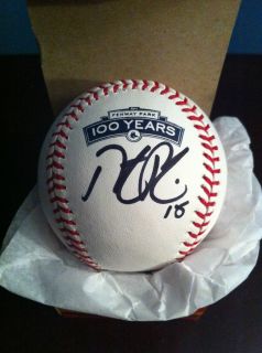 Dustin Pedroia Autographed Boston Redsox 100th Anniversary Baseball