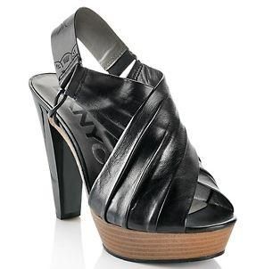 DKNYC Laila Pleated Leather Platform Shoes Sandal Black 8M NEW