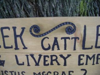 Lonesome Dove Hat Creek Cattle Company Sign Large Pine
