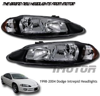 98 04 Dodge Intrepid Crystal Black Blk Headlights Head Lamp Amber LH