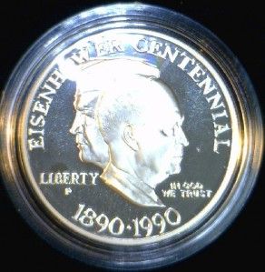 1990 US MINT Proof Commemorative Dwight D. Eisenhower Silver Dollar W