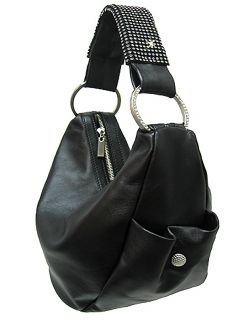 DX Touch Bag Swarovski Black Large Purse Bag Handbag Bling Leather
