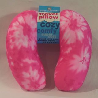  Bead Pillow U Shape New Pink Flower Car Plane Support Tie Dye
