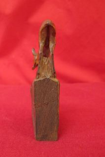 Antique Hand Carved Doe Deer Wooden Signed from A Museum Collection