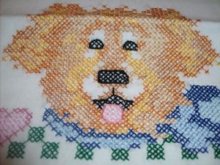 cute dog cross stitch pillowcases