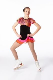 New Samba Salsa Black Orange Pink Skating Dress Medium