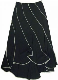 Margaret M Womens Reversible Long Flowy Skirt Black New Size Med