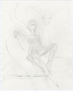  Clarke Hawbaker Original Viper Drawing Good Girl Art 1994