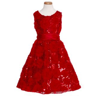 Rare Editions Girl Size 14 Red Sequin Rosette Designer Christmas Dress