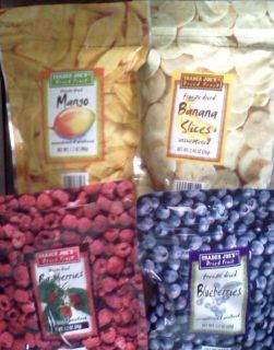 4X Trader Joes Freeze Dried Fruit Raspberries Blueberries Mango