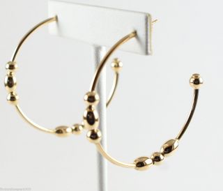 New Faraone Mennella 18K Yellow Gold Bead Large Hoop Earrings $840