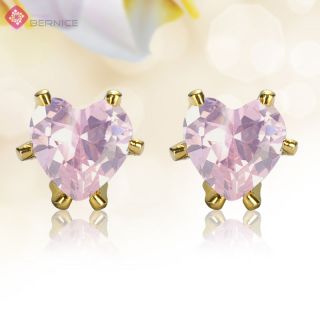  Jewelry Sale Heart Cut Pink Sapphire Yellow Gold Plated Stud Earrings