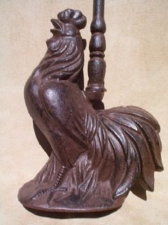 Rooster Door Porter Stop Rust Cast Iron French Country Farm Statue