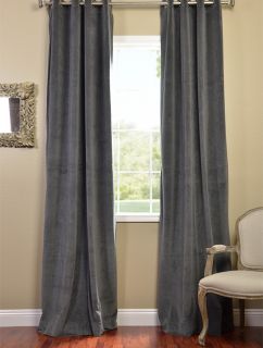 Natural Grey Grommet Velvet Blackout Curtains Drapes