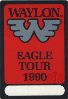  unused backstage pass for the waylon jennings 1990 eagle tour measures