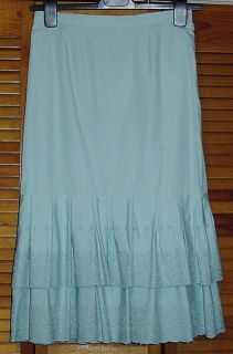NWT Tanner Doncaster Pool Blue Eyelet Lace Ruffled Lined Long Skirt 14