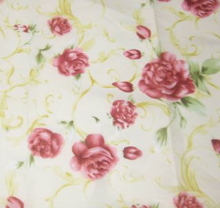 YELLOW with PINK Roses FABRIC SHOWER CURTAIN Duck River Textiles