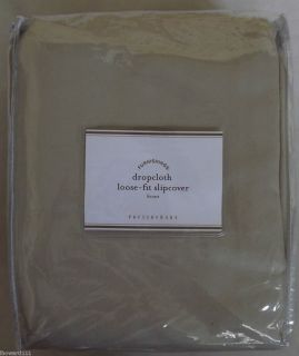 NIP Pottery Barn Dropcloth Loose Fit Slipcover Sofa PARCHMENT