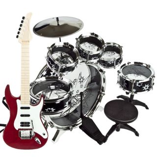 Electric Guitar Drum Set Boy Toy Musical Instruments Stool Educational
