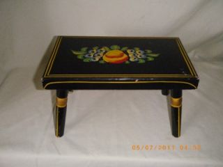 1965 Ebersol Hand Made Painted Wood Footstool PA Dutch