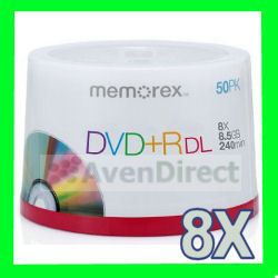 100 Memorex 8x Silver 8 5GB DVD R DL Double Dual Layer