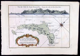 1750 Bellin Antique Map Cumberland Bay Juan Fernandez I