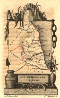 DURHAM Northumbs Perrot Scarce, 1824 map