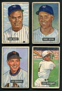 1951 Bowman (22) Card Lot, with Bauer, Durocher