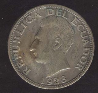 Ecuador Coin 25 Sucres High Grade Silver Philadelphia Mint Nice Toning