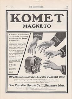 1907 dow portable electric co ad komet magneto