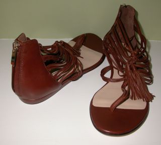 NEW DV by Dolce Vita Ilana Brown Fringe Thong Style Sandals Womens Sz