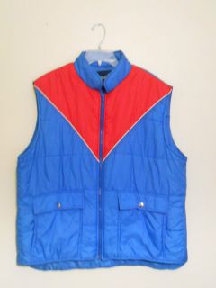 Vintage Wrangler Western Vest Full Zip Blue Red Size Mens XL
