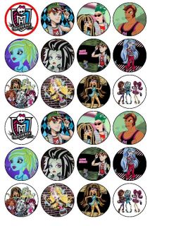 24 x Monster High Edible Rice Wafer Paper Cake Top Toppers