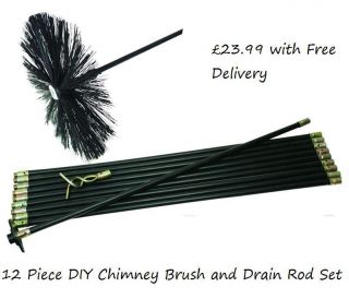 Chimney Brush Drain Rod Sweep Sweeping Set Brand New