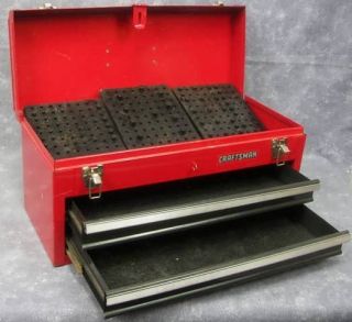 Classic Craftsman Portable 2 Drawer Tool Box ~ Red Painted Metal Steel