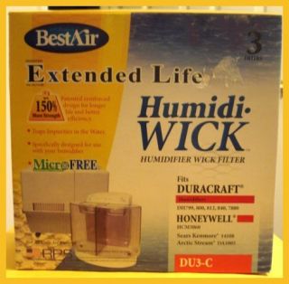 Duracraft Humidifier Wick Filter 3 PK Best Air DU3 C