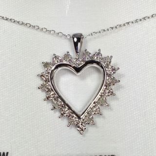 Sterling Silver Diamond Heart Necklace 1 10 CTTW Clarity I 3 MSRP 100